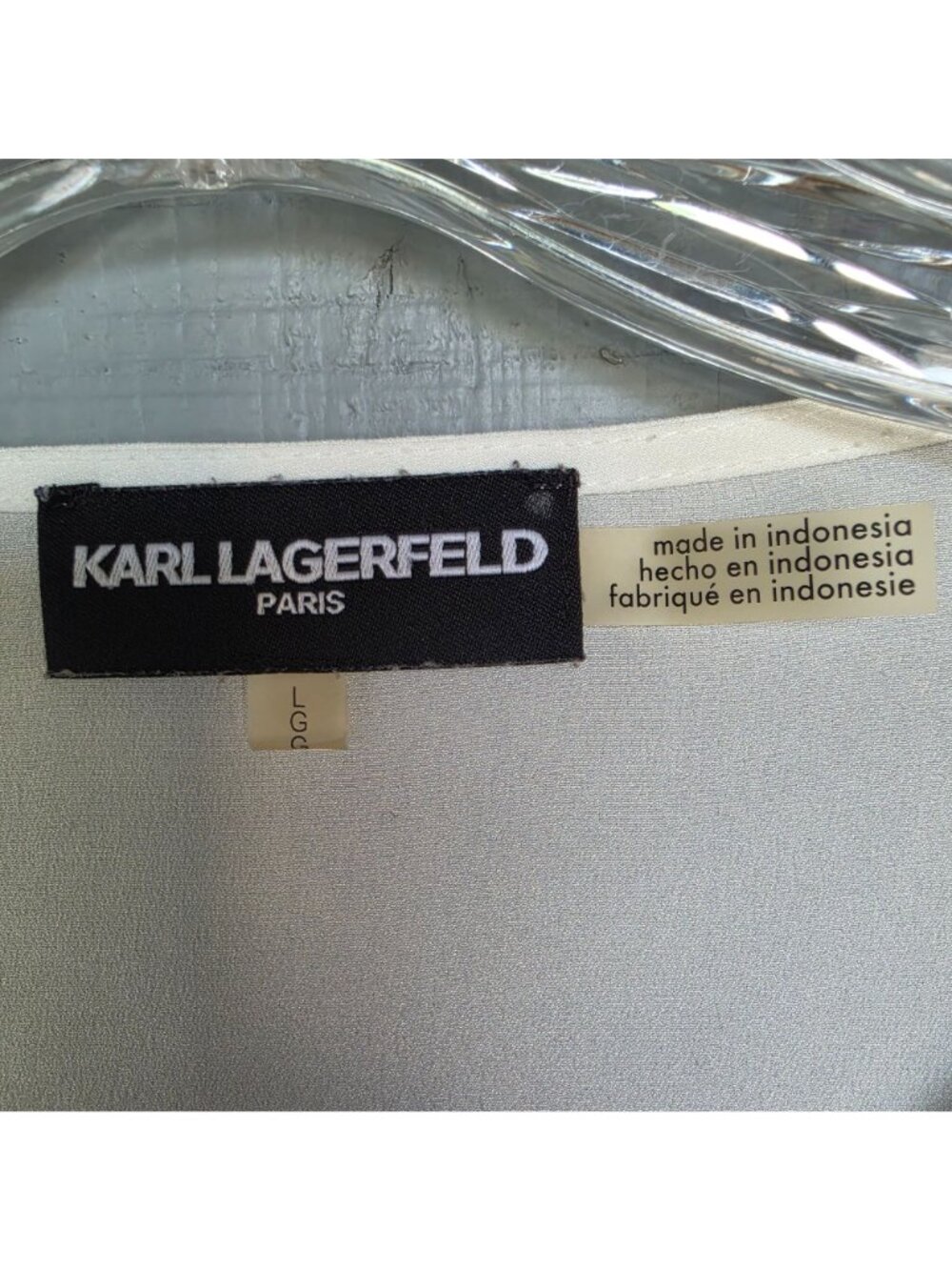 Karl Lagerfeld Paris White Ruffle Blouse Long Sleeve Career Office Top L - Picture 3 of 8